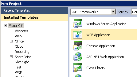 Visual Studio 2010 による WPF プロジェクトの作成